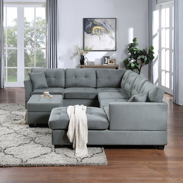 Wade Logan® Sectional Sofa UShape Upholstered Couch With Storage